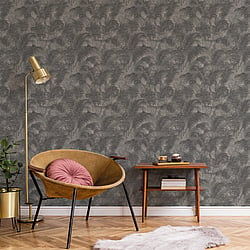Galerie Wallcoverings Product Code BL22762 - Botanica Wallpaper Collection - Taupe Colours - Tropical Leaves Design