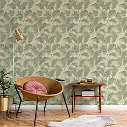 Galerie Wallcoverings Product Code BL22763 - Botanica Wallpaper Collection - Green Colours - Tropical Leaves Design