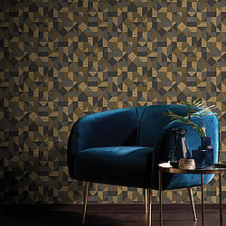 Galerie Wallcoverings Product Code BL22771 - Botanica Wallpaper Collection - Yellow Brown Grey Colours - Cubics Design