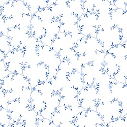 Galerie Wallcoverings Product Code CK36603 - Kitchen Style 3 Wallpaper Collection - Blue White Colours - Dainty Floral Trail Design