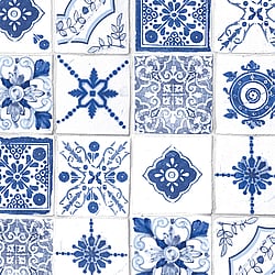 Galerie Wallcoverings Product Code CK36621 - Kitchen Style 3 Wallpaper Collection - Blue White Colours - Retro Tiles Design