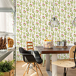 Galerie Wallcoverings Product Code CK36630 - Kitchen Style 3 Wallpaper Collection - Green Red Colours - Cactus Motif Design