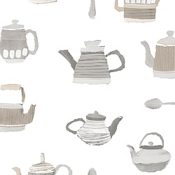 Galerie Wallcoverings Product Code CK36634 - Kitchen Style 3 Wallpaper Collection - Grey Beige Colours - Teapot Motif Design