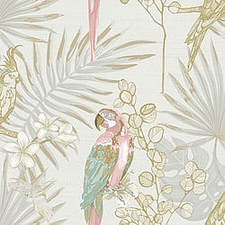 Galerie Wallcoverings Product Code CM27002 - Botanica Wallpaper Collection - Pink Colours - Tropical Parrot Design