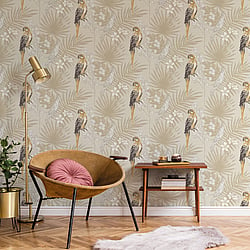 Galerie Wallcoverings Product Code CM27003 - Botanica Wallpaper Collection - Yellow Black Colours - Tropical Parrot Design