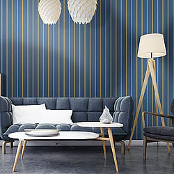 Galerie Wallcoverings Product Code CM27056 - Botanica Wallpaper Collection - Blue Colours - Classic Stripe Design