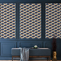 Galerie Wallcoverings Product Code DA23252 - Luxe Wallpaper Collection - Blue Yellow Colours - Shadow Trellis Design