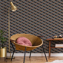 Galerie Wallcoverings Product Code DA23253 - Luxe Wallpaper Collection - Brown Black Grey Colours - Shadow Trellis Design