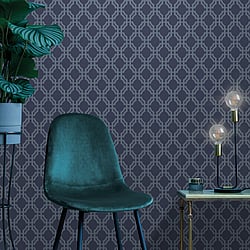 Galerie Wallcoverings Product Code DA23265 - Luxe Wallpaper Collection - Blue Colours - Luxe Trellis Design
