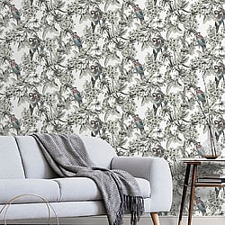 Galerie Wallcoverings Product Code ED13085 - Ted Baker Eden Wallpaper Collection - Cream Green Red Turquoise Black Colours - Macaw Design
