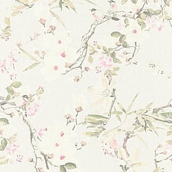 Galerie Wallcoverings Product Code ES31100 - Escape Wallpaper Collection - White, Cream, Green, Pink, Grey Colours - Apple Blossom Tree Design