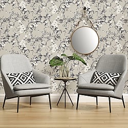 Galerie Wallcoverings Product Code ES31102 - Escape Wallpaper Collection - White, Beige, Grey, Black Colours - Apple Blossom Tree Design