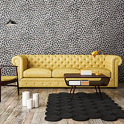 Galerie Wallcoverings Product Code ES31124 - Escape Wallpaper Collection - White, Black, Gold Colours - Leopard Print Design
