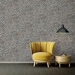 Galerie Wallcoverings Product Code ES31124 - Escape Wallpaper Collection - White, Black, Gold Colours - Leopard Print Design