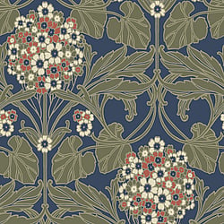 Galerie Wallcoverings Product Code ET12102 - Arts And Crafts Wallpaper Collection - Nave Olive White Red Colours - Floral Hydrangea Design