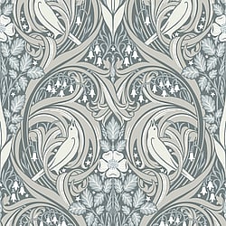 Galerie Wallcoverings Product Code ET12210 - Arts And Crafts Wallpaper Collection - Grey Mauve Cream Colours - Bird Scroll Design