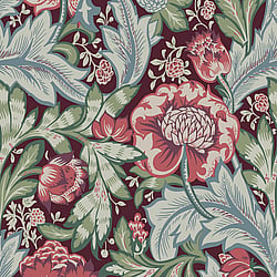 Galerie Wallcoverings Product Code ET12301 - Arts And Crafts Wallpaper Collection - Deep Red Olive Blue Colours - Acanthus Garden Design
