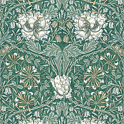 Galerie Wallcoverings Product Code ET12604 - Arts And Crafts Wallpaper Collection - Green Tan Cream Colours - Ogee Flora Design
