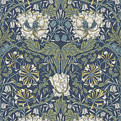 Galerie Wallcoverings Product Code ET12612 - Arts And Crafts Wallpaper Collection - Blue Green White Colours - Ogee Flora Design