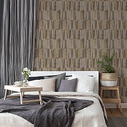 Galerie Wallcoverings Product Code FS72017 - Fusion Wallpaper Collection - Brown Grey Colours - Geo Point Wood Effect Motif Design