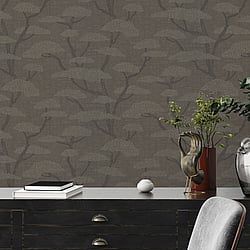 Galerie Wallcoverings Product Code FS72018 - Fusion Wallpaper Collection - Charcoal Colours - Chinoiserie Tree Motif Design