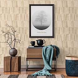 Galerie Wallcoverings Product Code FS72031 - Fusion Wallpaper Collection - Beige Cream Grey Colours - Geo Point Wood Effect Motif Design