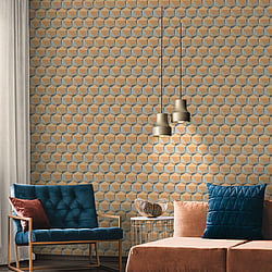 Galerie Wallcoverings Product Code FS72045 - Fusion Wallpaper Collection - Blue Orange Colours - Geometric Motif Design