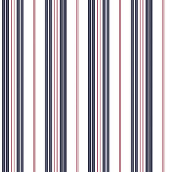 Galerie Wallcoverings Product Code G23061 - Deauville Wallpaper Collection - Navy Blue Red White Colours - Two Colour Stripe Design