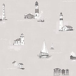 Galerie Wallcoverings Product Code G23314 - Deauville 2 Wallpaper Collection - Taupe Beige White Colours - Beach Huts Design