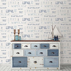 Galerie Wallcoverings Product Code G23331 - Deauville 2 Wallpaper Collection - Navy Blue Beige Colours - Naval Print Design