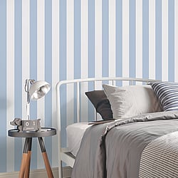 Galerie Wallcoverings Product Code G23341 - Deauville 2 Wallpaper Collection - Sky Blue White Colours - Regency Stripe Design