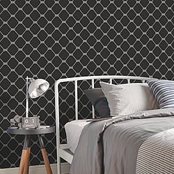 Galerie Wallcoverings Product Code G23343 - Deauville 2 Wallpaper Collection - Black White Colours - Nautical Rope Design