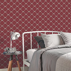 Galerie Wallcoverings Product Code G23347 - Deauville 2 Wallpaper Collection - Red White Colours - Nautical Rope Design