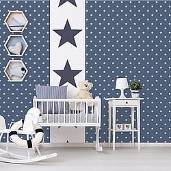 Galerie Wallcoverings Product Code G23350 - Deauville 2 Wallpaper Collection - Marine Blue White Colours - Deauville Star Design