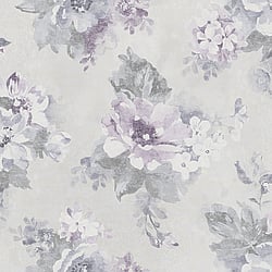 Galerie Wallcoverings Product Code G34105 - Country Cottage Wallpaper Collection - Grey Purple Blue Colours - Vintage Bloom Design