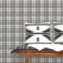 Galerie Wallcoverings Product Code G45071 - Vintage Roses Wallpaper Collection - Grey Black White Colours - Plaid Design