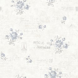 Galerie Wallcoverings Product Code G45081 - Vintage Rose Wallpaper Collection - Blue Cream Colours - Postcard Florals Design