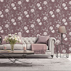 Galerie Wallcoverings Product Code G45304 - Vintage Roses Wallpaper Collection - Burgundy Grey Colours - Magnolia Design
