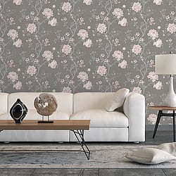 Galerie Wallcoverings Product Code G45305 - Vintage Roses Wallpaper Collection - Grey Pink Colours - Magnolia Design