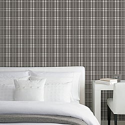 Galerie Wallcoverings Product Code G45307 - Vintage Roses Wallpaper Collection - Black Colours - Plaid Design