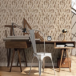 Galerie Wallcoverings Product Code G45335 - Grunge Wallpaper Collection - Brown Silver Light Brown Colours - Triangular Design