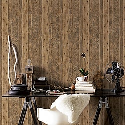 Galerie Wallcoverings Product Code G45346 - Grunge Wallpaper Collection - Brown Colours - Wood Design