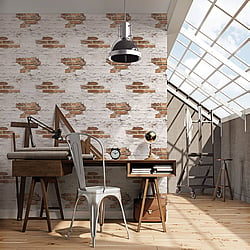 Galerie Wallcoverings Product Code G45352 - Grunge Wallpaper Collection - Beige Brown Colours - Exposed Brick Design