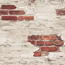 Galerie Wallcoverings Product Code G45354 - Grunge Wallpaper Collection - White Red Colours - Exposed Brick Design