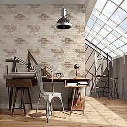Galerie Wallcoverings Product Code G45355 - Grunge Wallpaper Collection - Cream Brown Colours - Exposed Brick Design