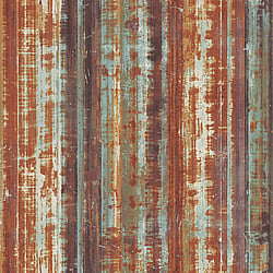 Galerie Wallcoverings Product Code G45358 - Grunge Wallpaper Collection - Orange Blue Gold Colours - Metal Sheet Design
