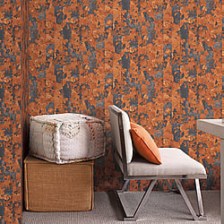 Galerie Wallcoverings Product Code G45360 - Grunge Wallpaper Collection - Copper Orange Black Colours - Industrial Stripe Design