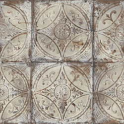Galerie Wallcoverings Product Code G45373 - Grunge Wallpaper Collection - Cream Grey Bronze Colours - Ornate Tile Design