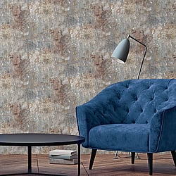 Galerie Wallcoverings Product Code G45381 - Grunge Wallpaper Collection - Blue Brown Grey Colours - Industrial Collage Design