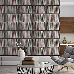 Galerie Wallcoverings Product Code G45385 - Grunge Wallpaper Collection - Black Multi-Coloured Colours - Lp Shelf Design